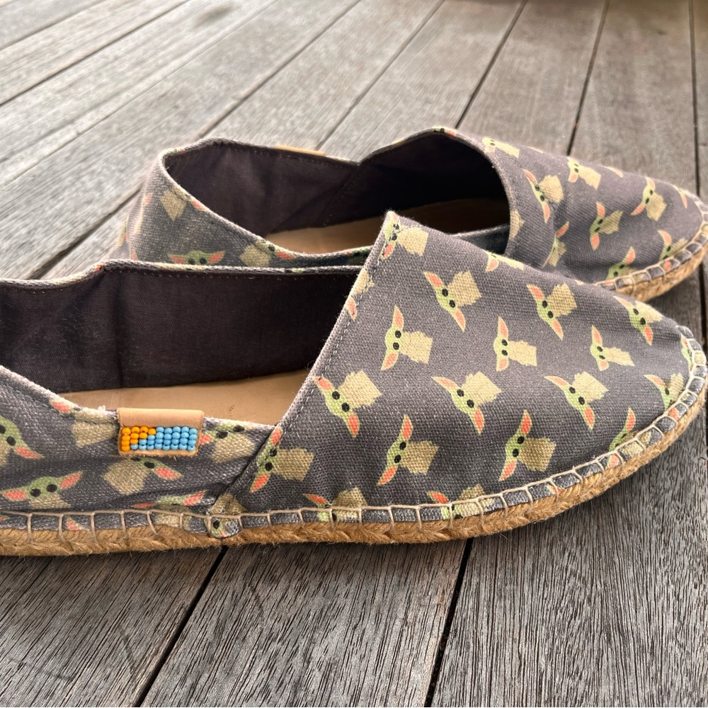 Star Wars Tan Loafers with Grogu Pattern